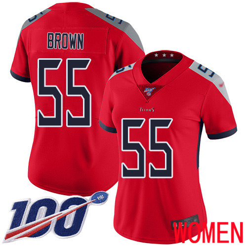 Tennessee Titans Limited Red Women Jayon Brown Jersey NFL Football 55 100th Season Inverted Legend